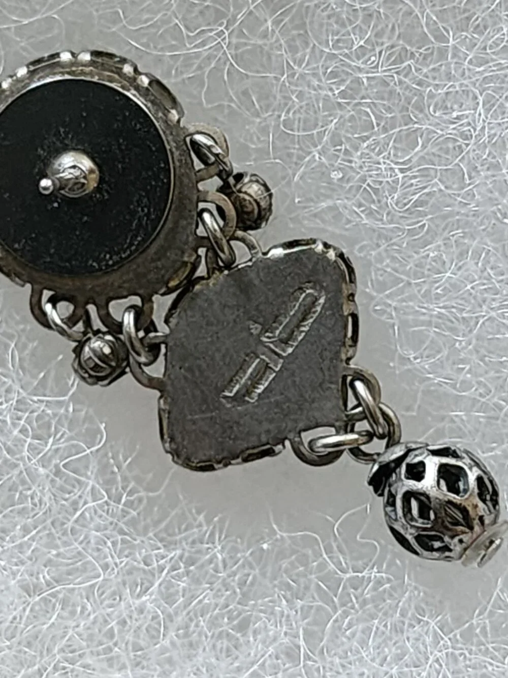 OOAK Ayala Bar Handcrafted, Fabric Inlay, Faceted Lucite & Metal Bead Earrings!! - Picture 4 of 16